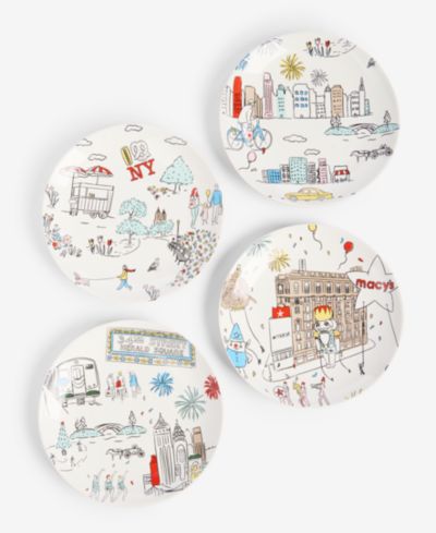 Тарелки для закусок Macy's Graphic Stoneware, набор из 4 шт