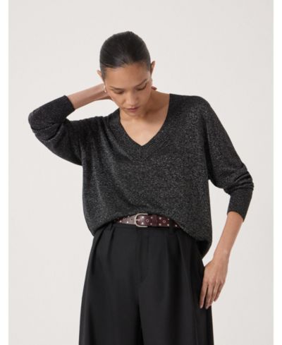 Hush Women's Gracey V Neck Metallic Jumper