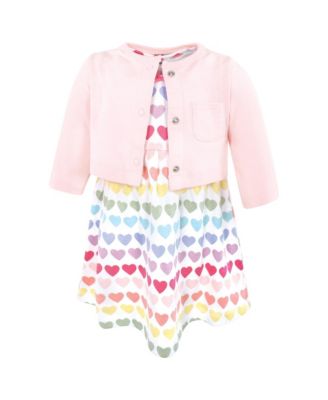 Hudson Baby комплект из платья и кардигана для девочек 0-24M из хлопка Cascading Hearts