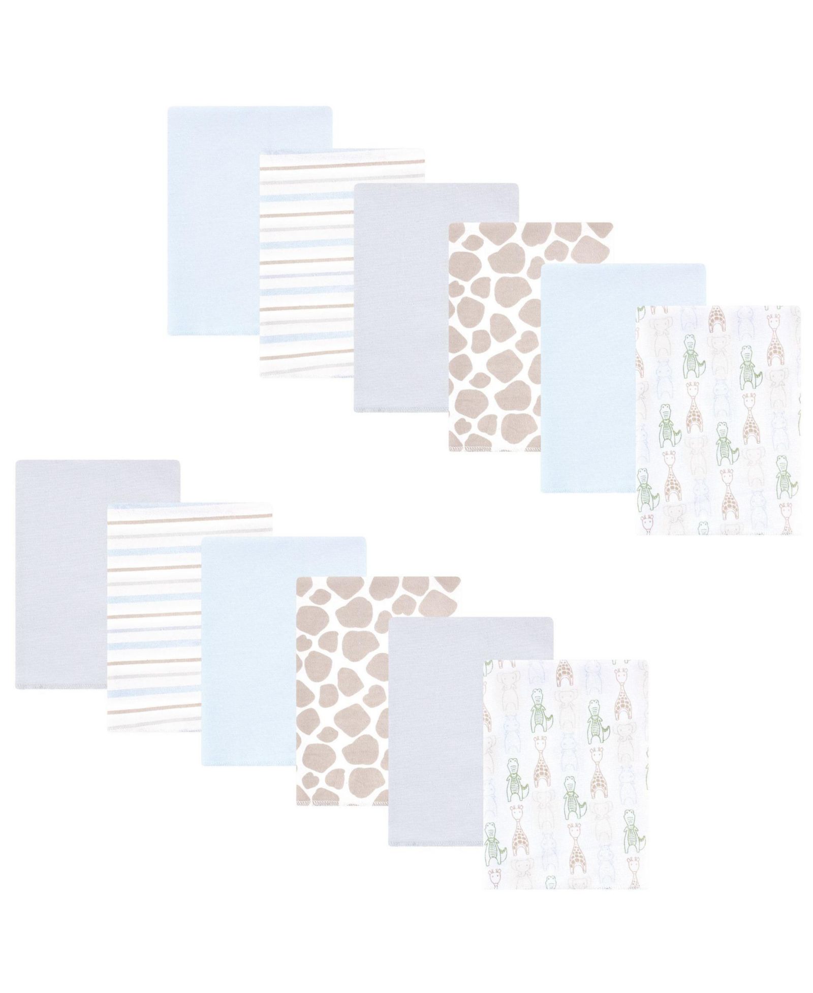 Hudson Baby Cotton Flannel Burp Cloths 12-Pack Bundle, Modern Safari Friends