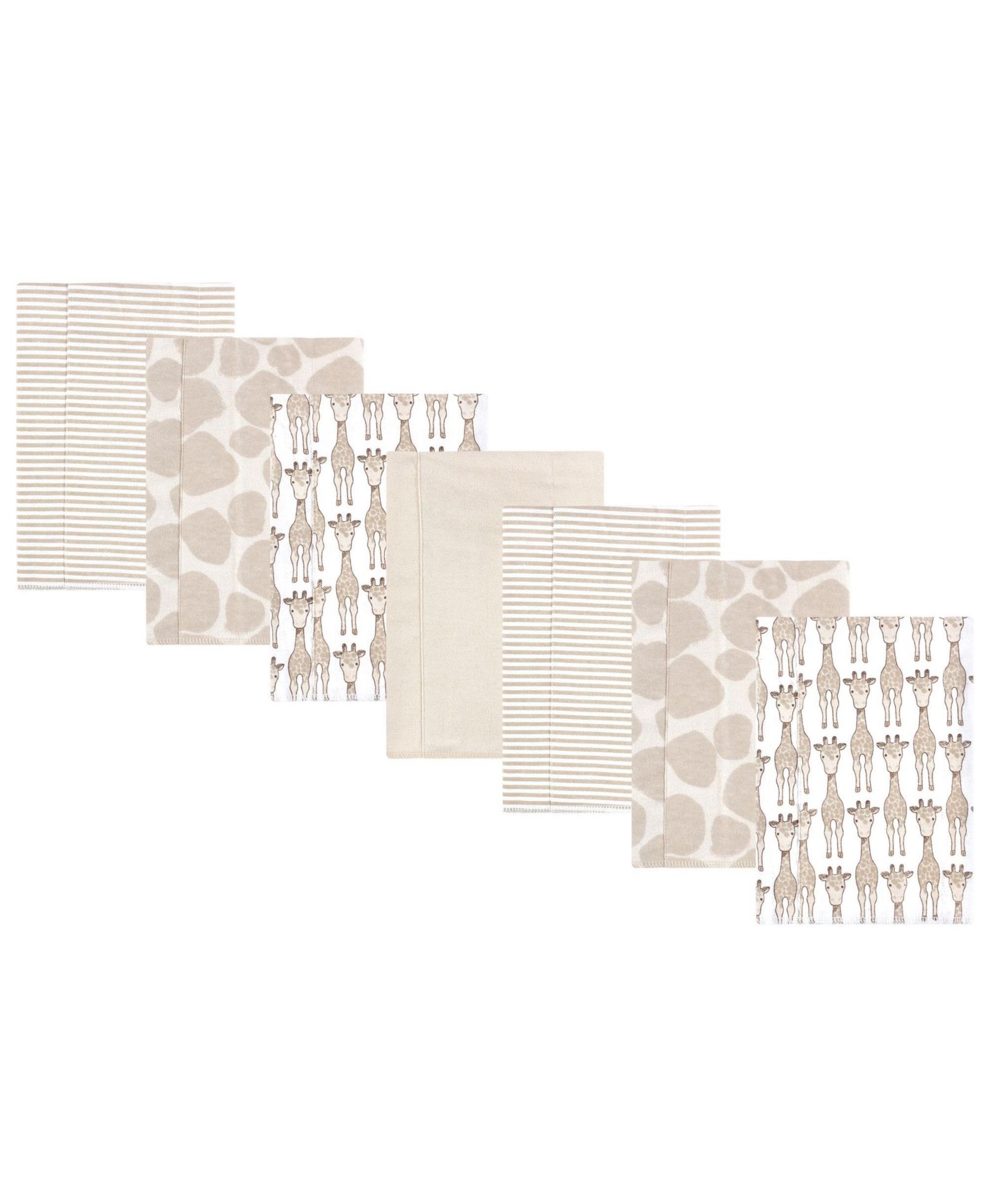 Hudson Baby Cotton Flannel Burp Cloths 7-Pack, Giraffe