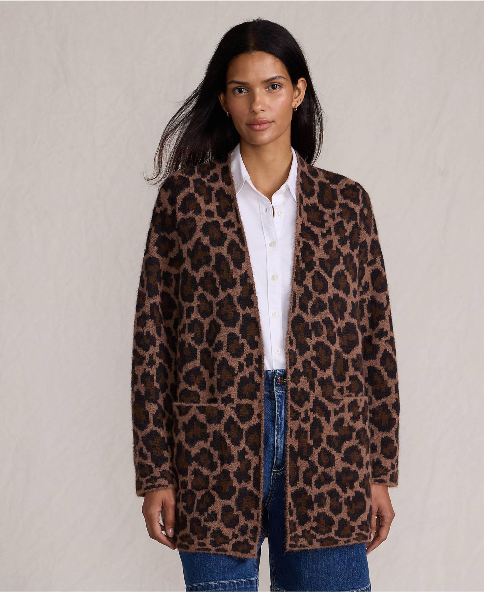 Женский кардиган Lands' End Fuzzy Jacquard