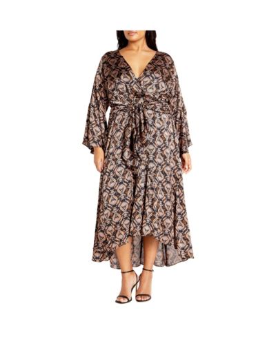 Женское макси-платье CITY CHIC Plus Size Tie Front Fan