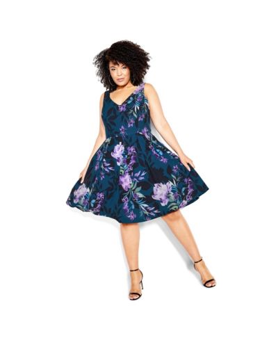 Женское платье Plus Size CITY CHIC с принтом Hydrangea