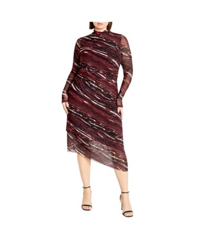 Платье Plus Size CITY CHIC Mesh Miranda Print