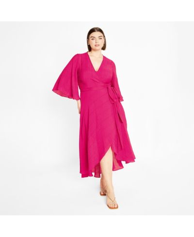 CITY CHIC Women's Plus Size Kira Ruffle Wrap Maxi Dress