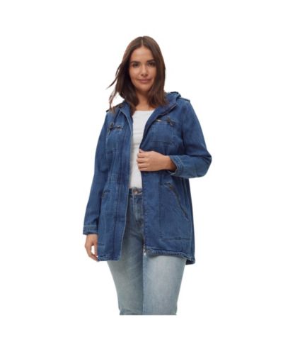 Джинсовая куртка-анорак ellos Women's Hooded Anorak Denim