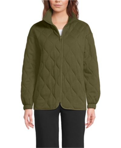 Lands' End Women's RainDefense Serious Sweats Quilted Full Zip Jacket