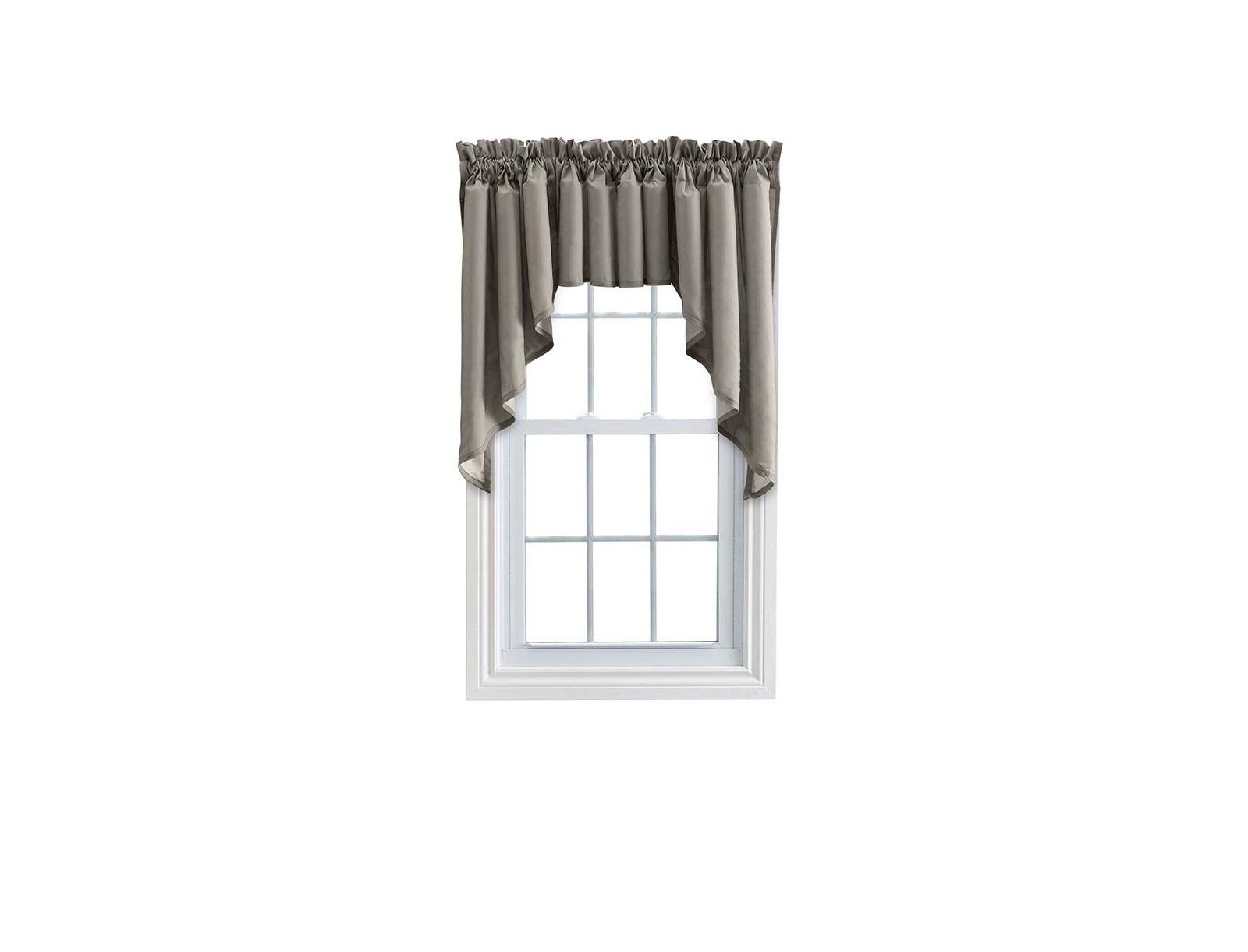 Ellis Curtain Ellis Stacey Lined 3" Rod Pocket High Quality Fabric Solid Color Window Swag Set Grey