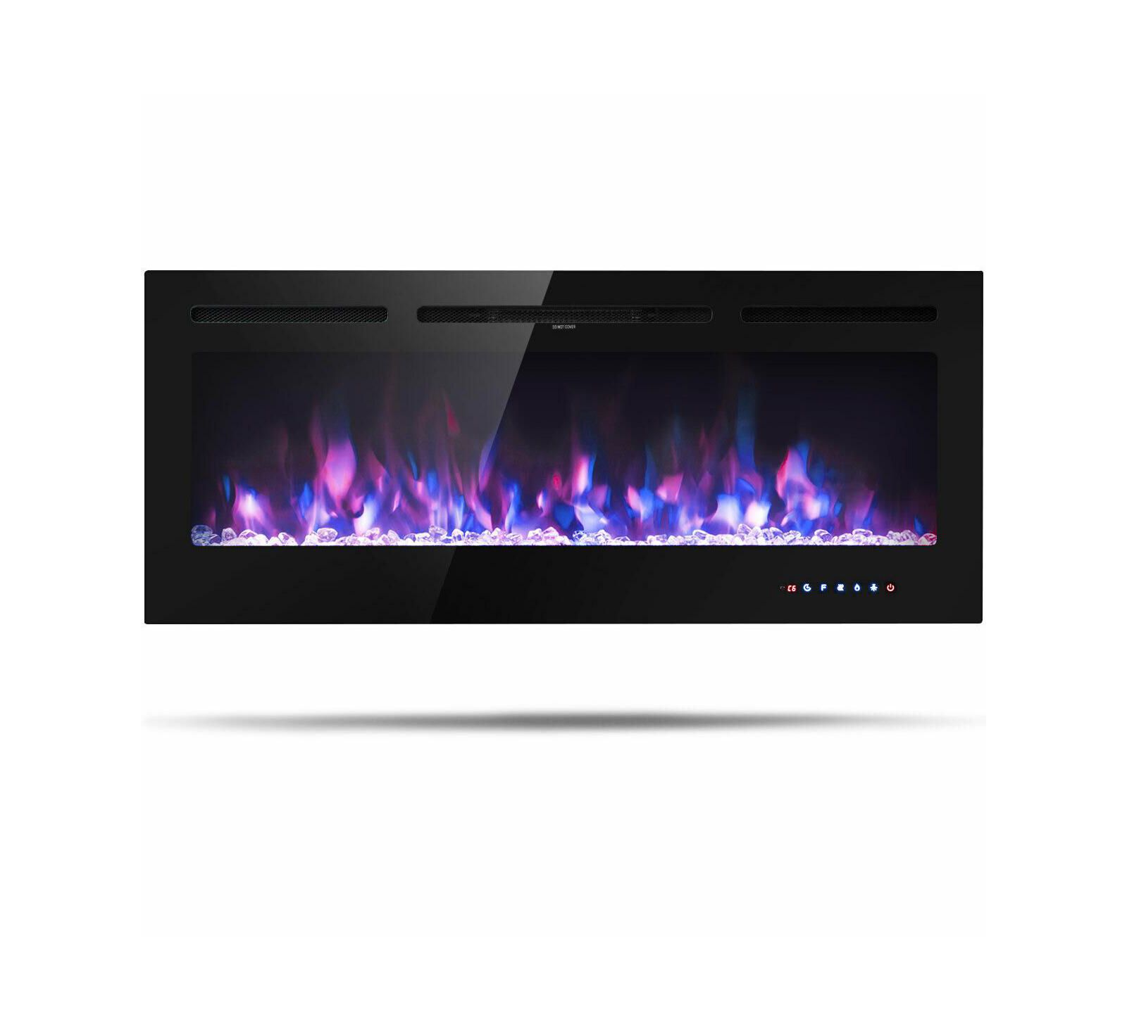 SUGIFT 50 Inch Recessed Electric Insert Wall Mounted Fireplace with Adjustable Brightness