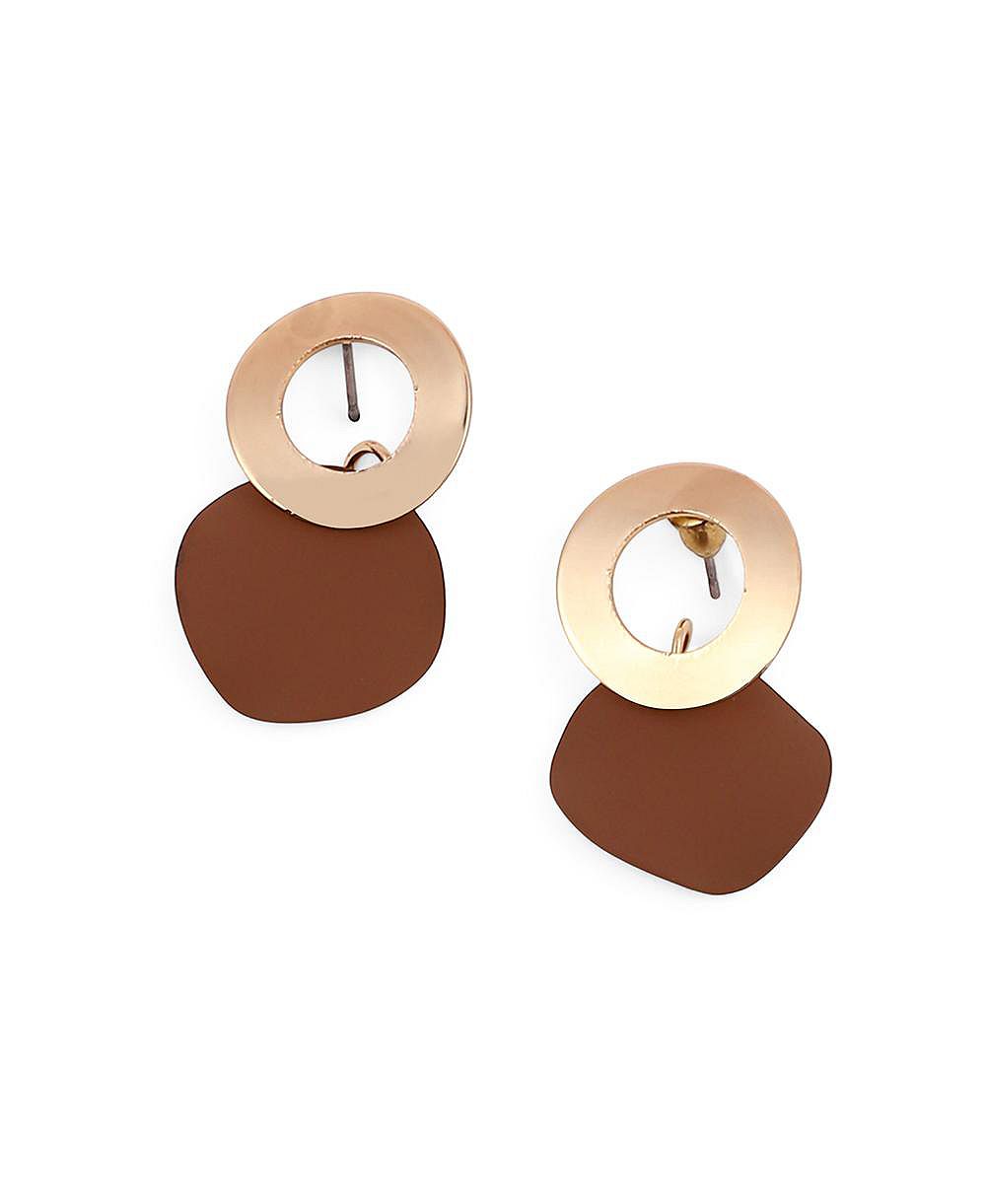 Women's The Circular-Plate Drop Earrings - Mocha