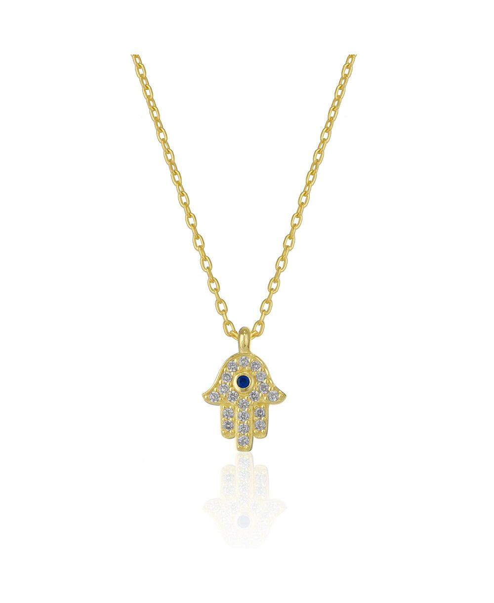 Spero London Hamsa Hand Necklace Sterling Silver