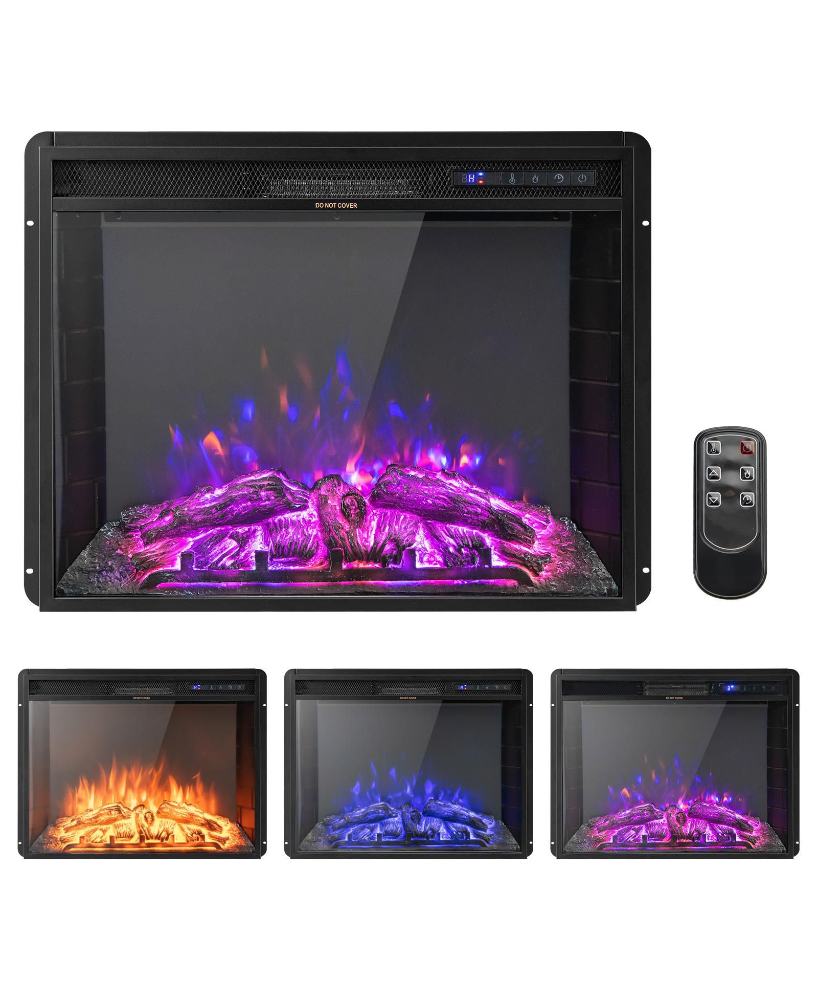 SUGIFT 26 Inch Recessed Electric Fireplace with Adjustable Flame Brightness