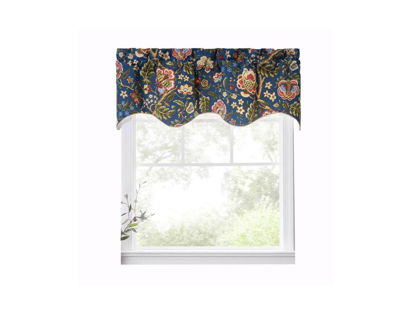 Ellis Curtain Занавески-валанс Regency scallop shaped 3" rod pocket для окон 50" x 15" темно-синие