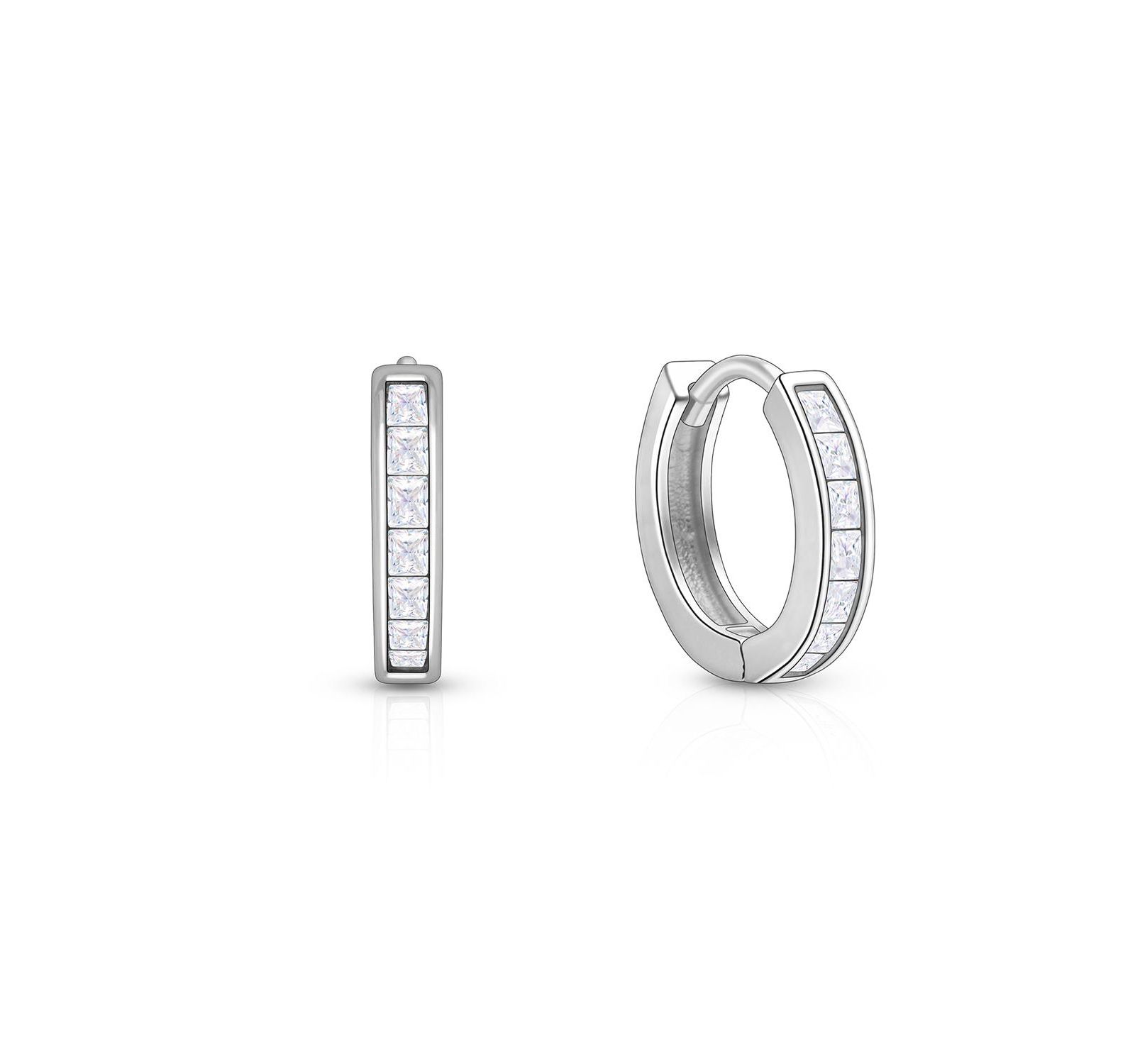 Серьги-кольца Tiny Blessings Sterling Silver с CZ 11mm channel cut huggie