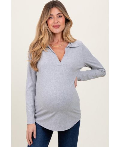 Pinkblush Women's трикотажный топ с воротником и длинным рукавом