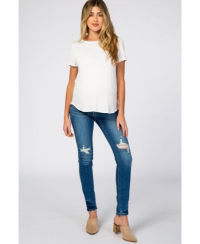 Pinkblush Women's Distressed Side Insert Jeans