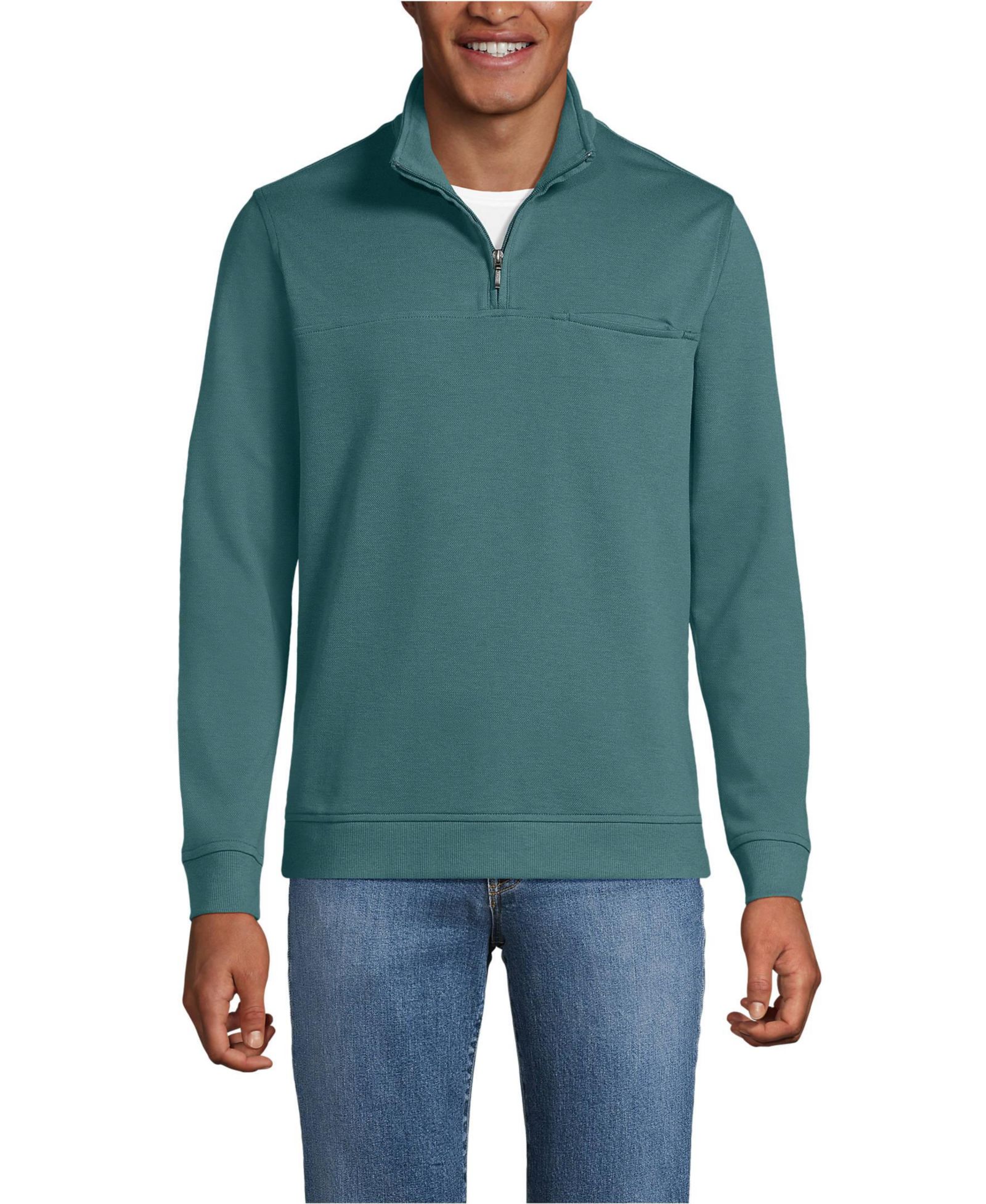 Lands' End Men's Long Sleeve Travel Kit Pique Quarter Zip Sweatshirts