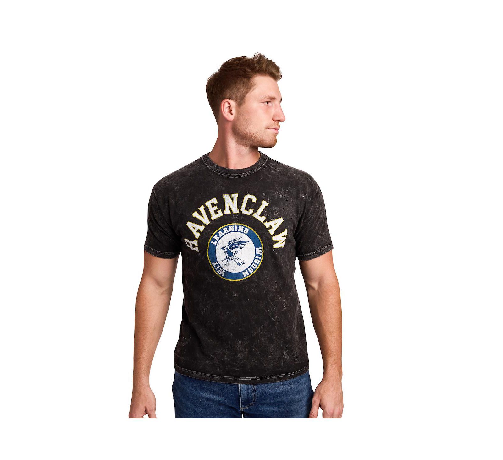 Harry Potter Мужская футболка Ravenclaw Varsity, черная, винтажный стиль