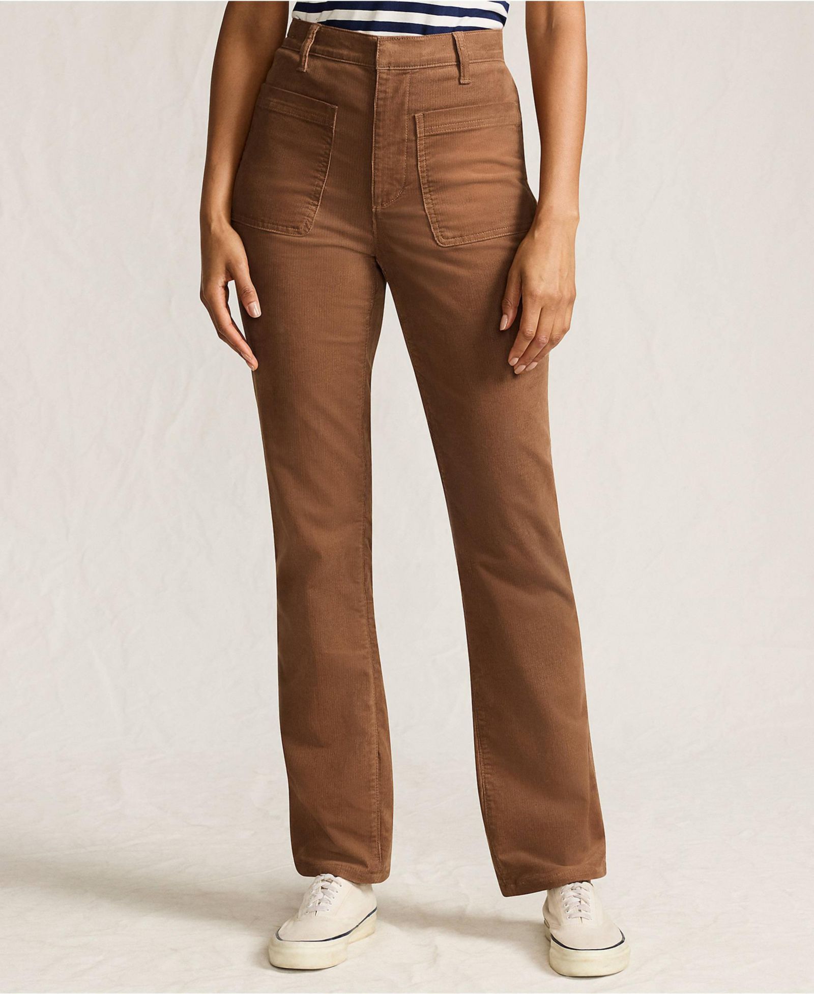 Брюки Lands' End Petite из вельвета с высокой посадкой, прямые