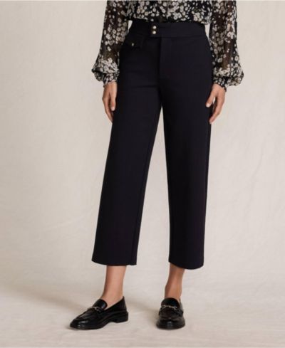 Lands' End Petite Ponte High Rise Straight Leg Crop Pants
