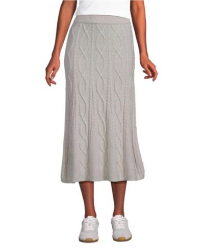 Lands' End Women's Cozy Lofty Cable Fluted Midi Sweater Skirt