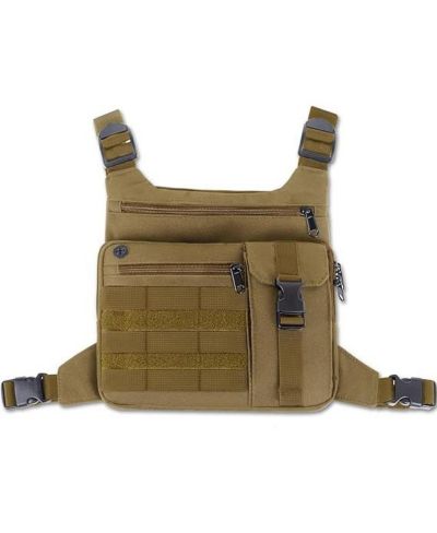 BATFOX Tactical Chest Pack: Lightweight Water-Resistant Running Bag for Outdoor Sports & Hiking EDC - Men & Women (Coyote Brown)