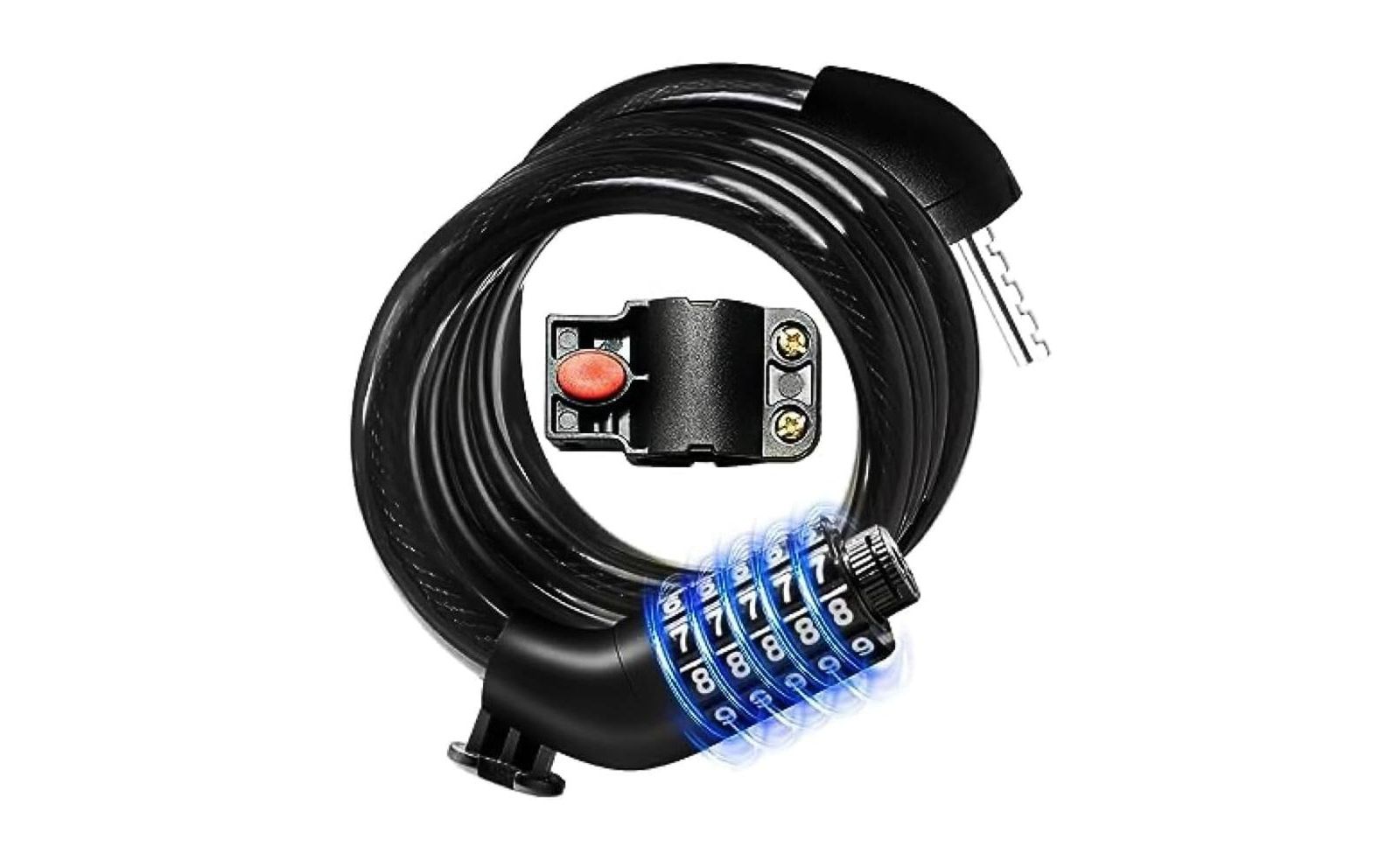 BATFOX Combination Bike Lock Cable, 5-Digit Resettable High Security Anti-Theft Lock with Mounting Bracket for Bikes and Scooters -12mm Shackle