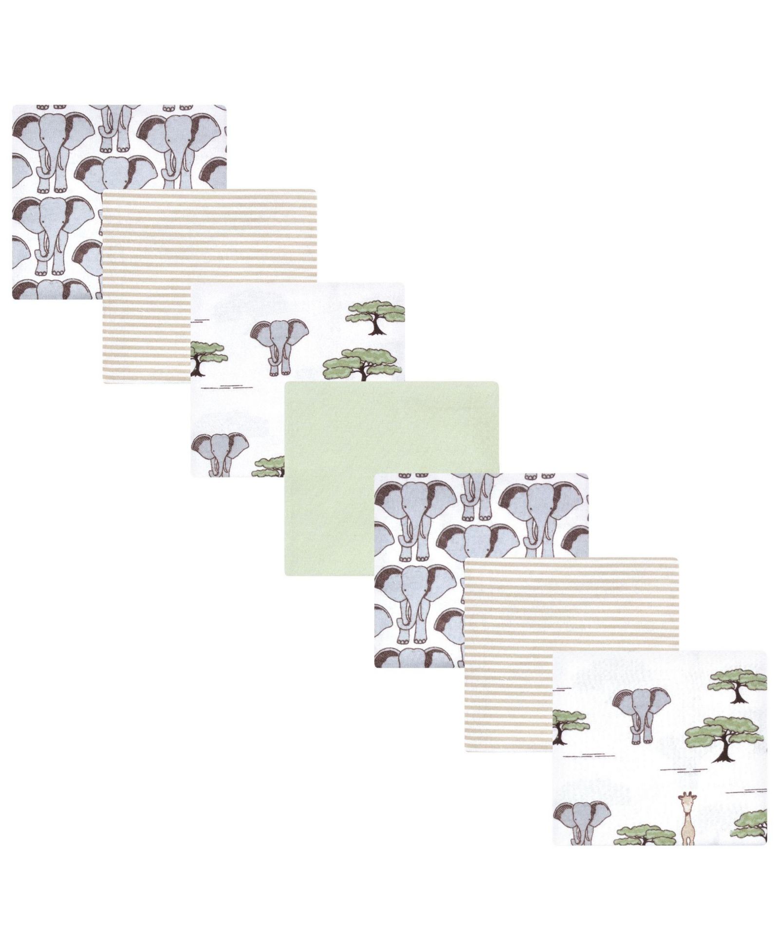 Hudson Baby Cotton Flannel Receiving Blankets 7-Pack Bundle, Wild Safari Adventures , One Size