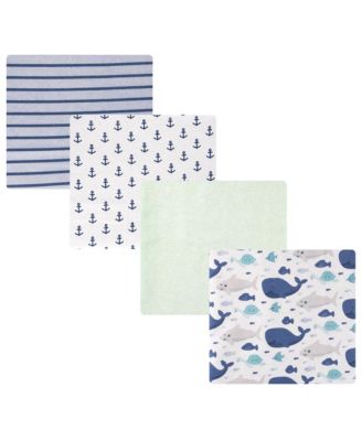 Hudson Baby Cotton Flannel Receiving Blankets 4-Pack, Sea Friends