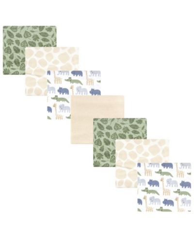 Набор из 7 фланелевых пеленок Hudson Baby из хлопка, Wild Leaf Safari, One Size
