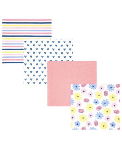 Набор из 4 фланелевых одеял Hudson Baby Cotton Flowers And Strawberries