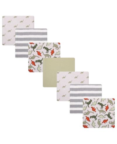 Hudson Baby Cotton Flannel Receiving Blankets 7-Pack Bundle, Multi Color Dino