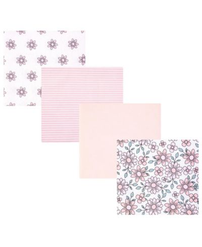 Hudson Baby Cotton Flannel Receiving Blankets 4-Pack, Floral