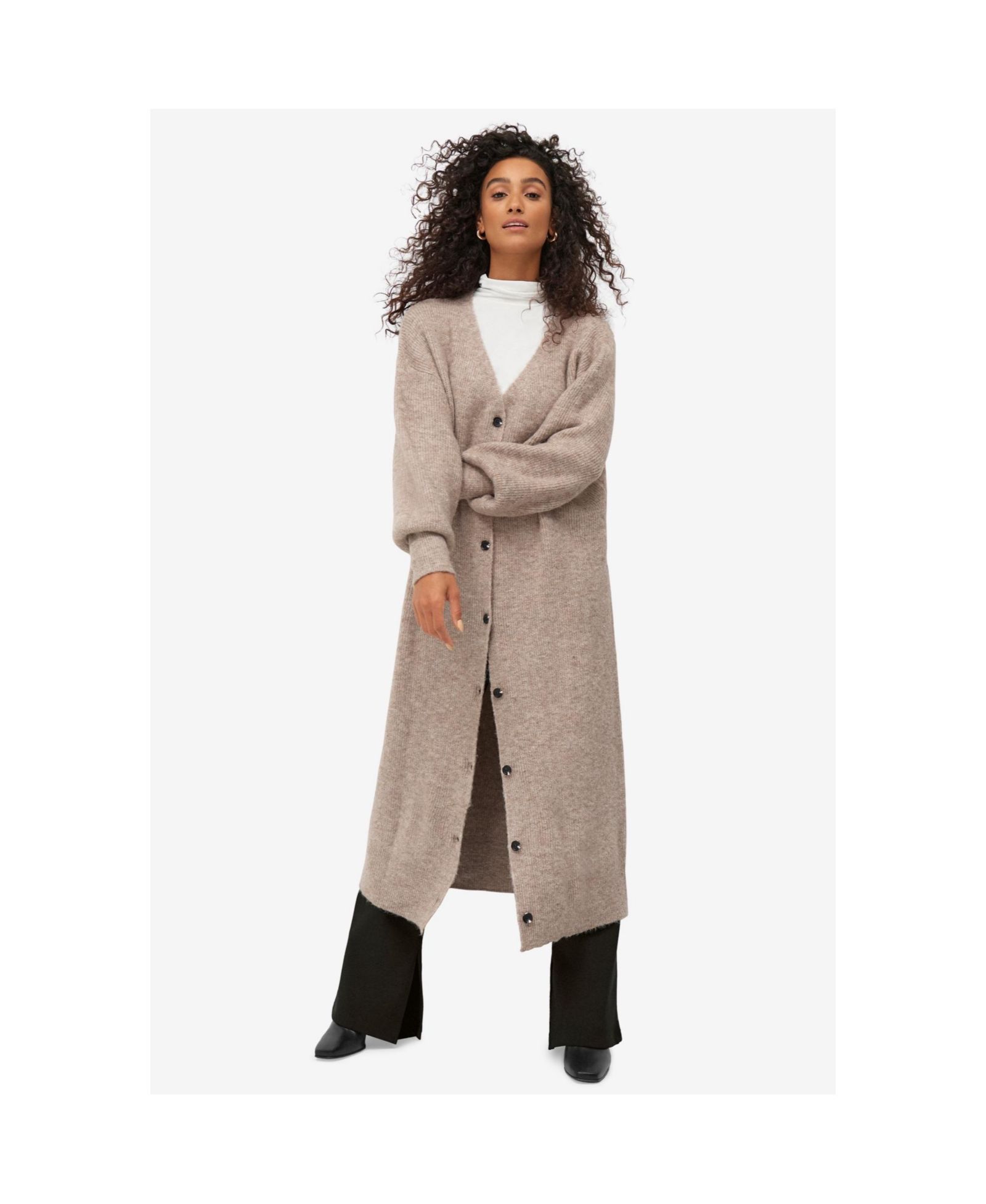 ellos Plus Size Women's Button Front Duster Cardigan