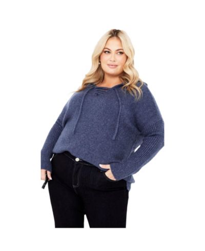 AVENUE Women's Plus Size Rory Laceup Sweater
