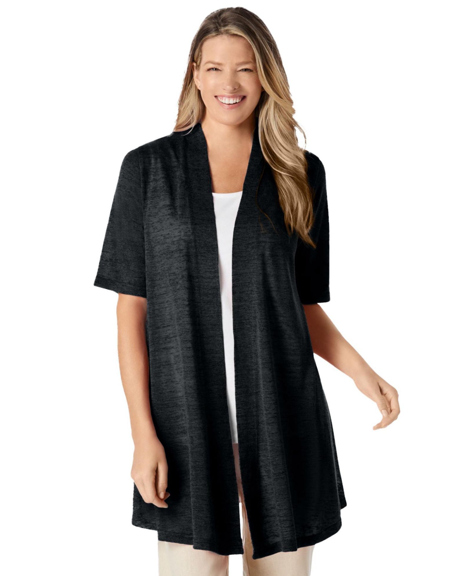 Woman Within Women's Within Lightweight Open Front Cardigan Sweater