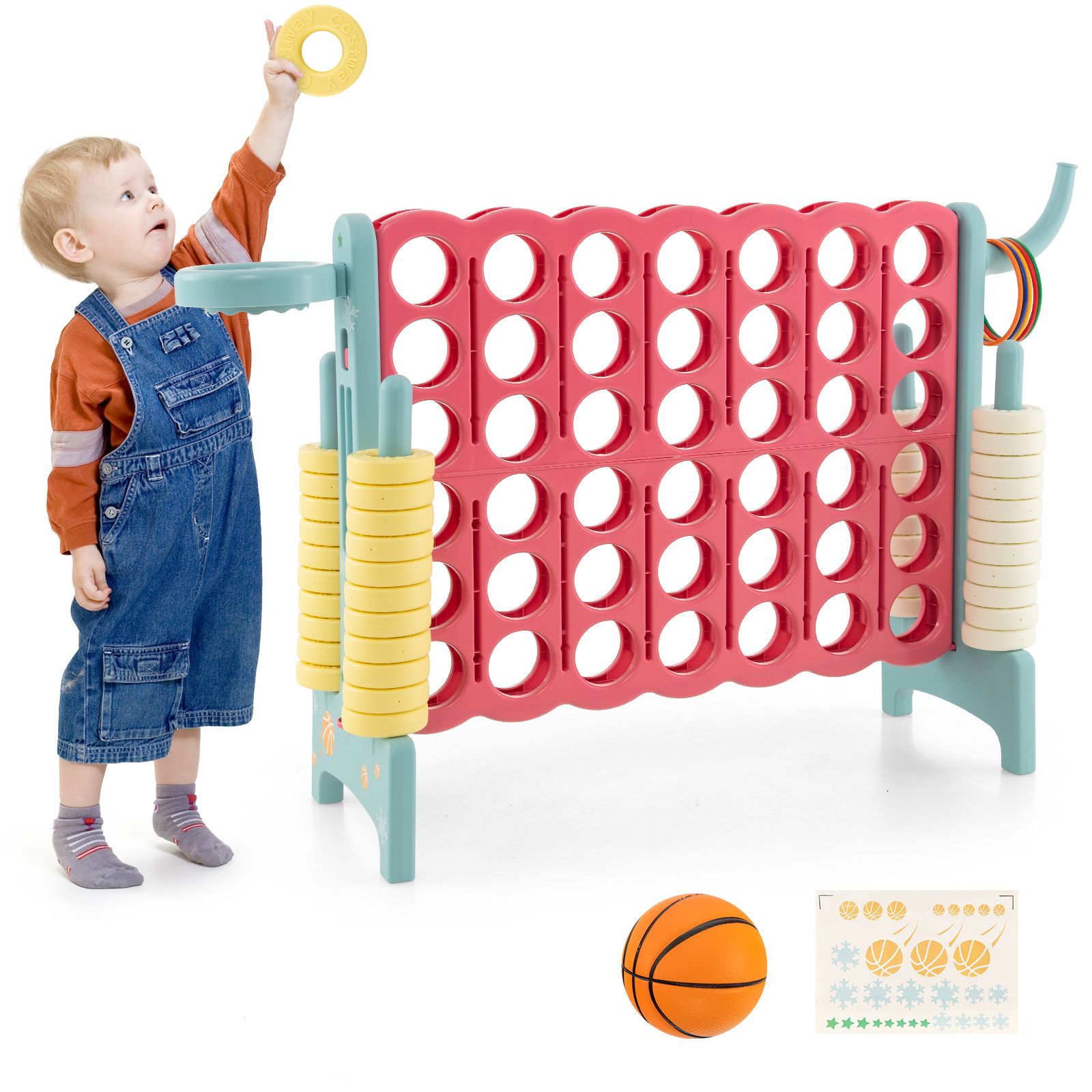 SUGIFT игра 4-в-ряд с баскетбольным кольцом и кольцом для бросков, Blue