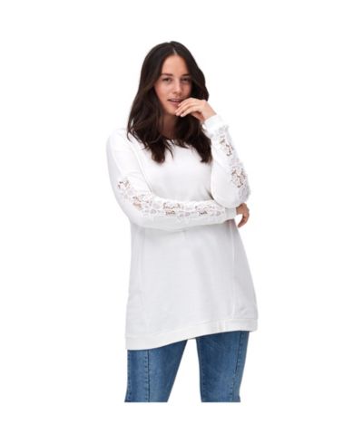 Женская туника-свитшот ellos Plus Size French Terry Lace Trim