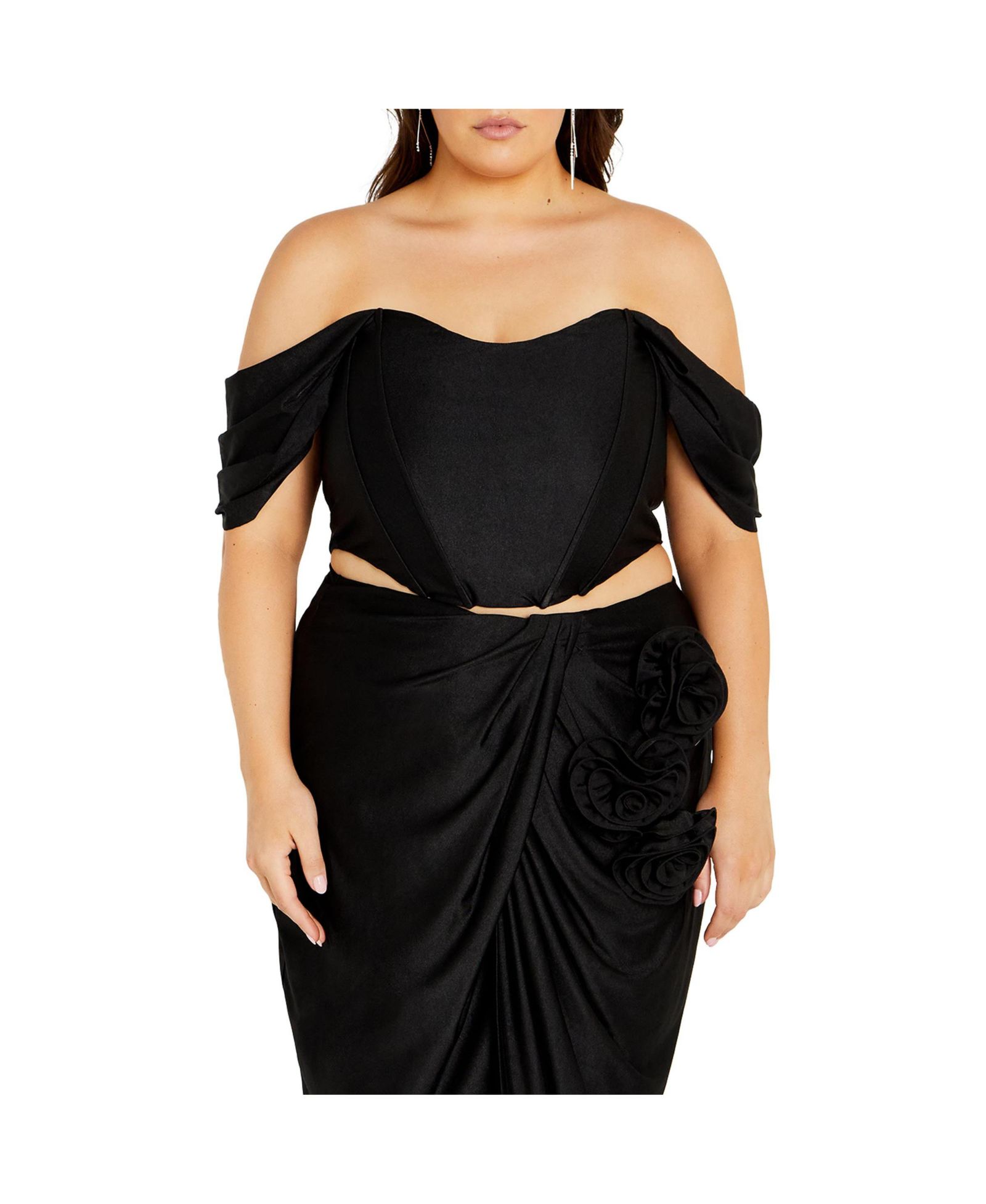 CITY CHIC Plus Size Fleur Off Shoulder Fitted Corset
