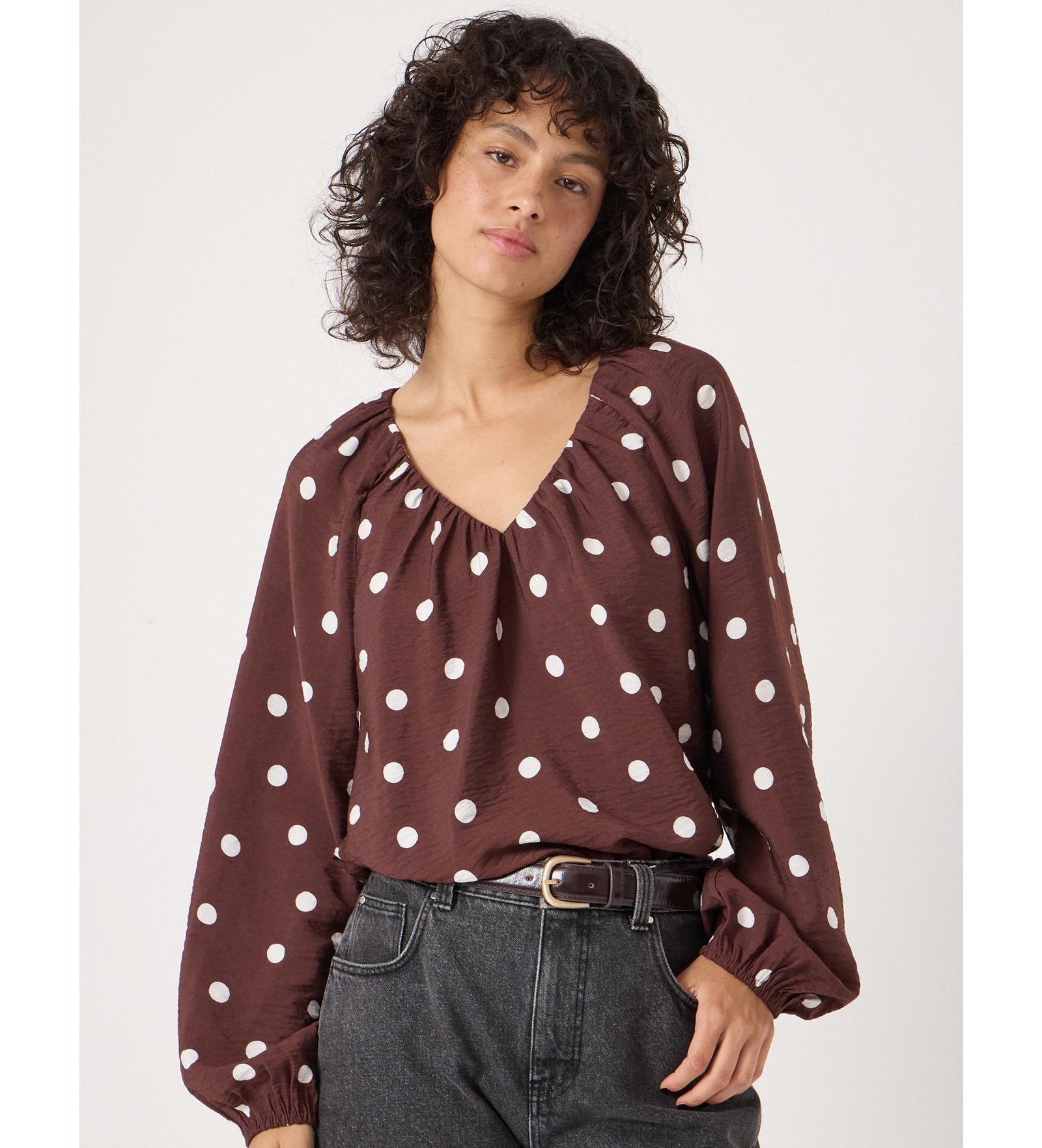 Hush Women's Printed Airflow V Neck Blouse
