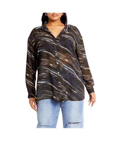 CITY CHIC Plus Size Sheer Lover Print Shirt