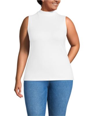 Lands' End Plus Size Sleeveless Polished Essentials Mock Neck Top