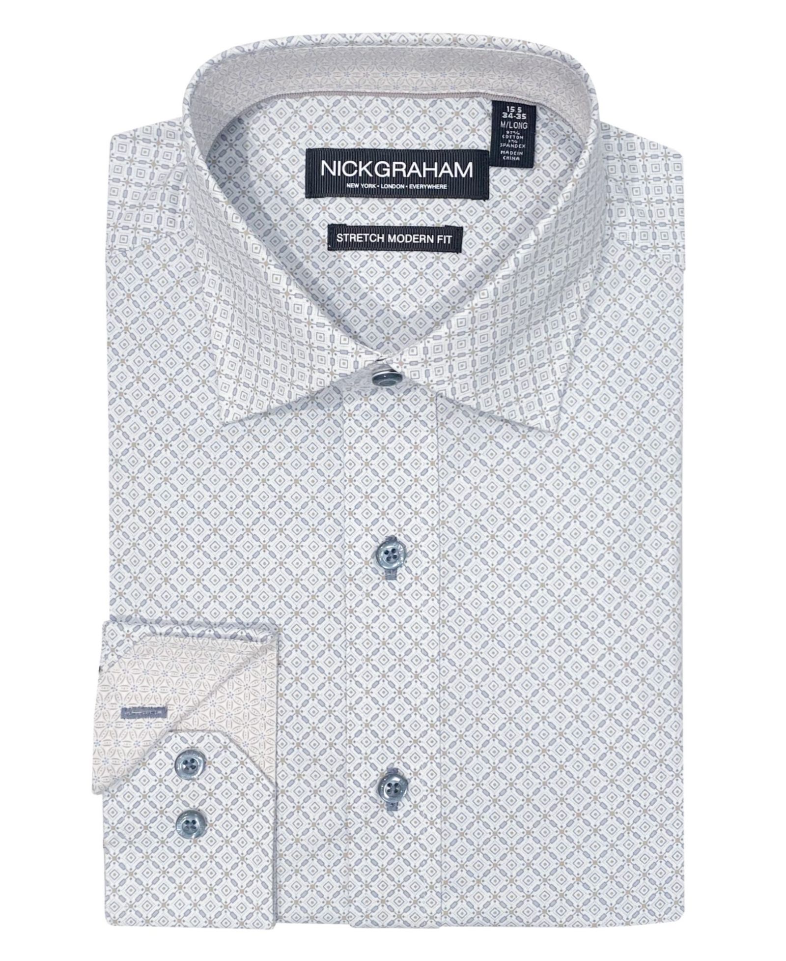 Nick Graham Мужская рубашка Connected Square Modern-Fit