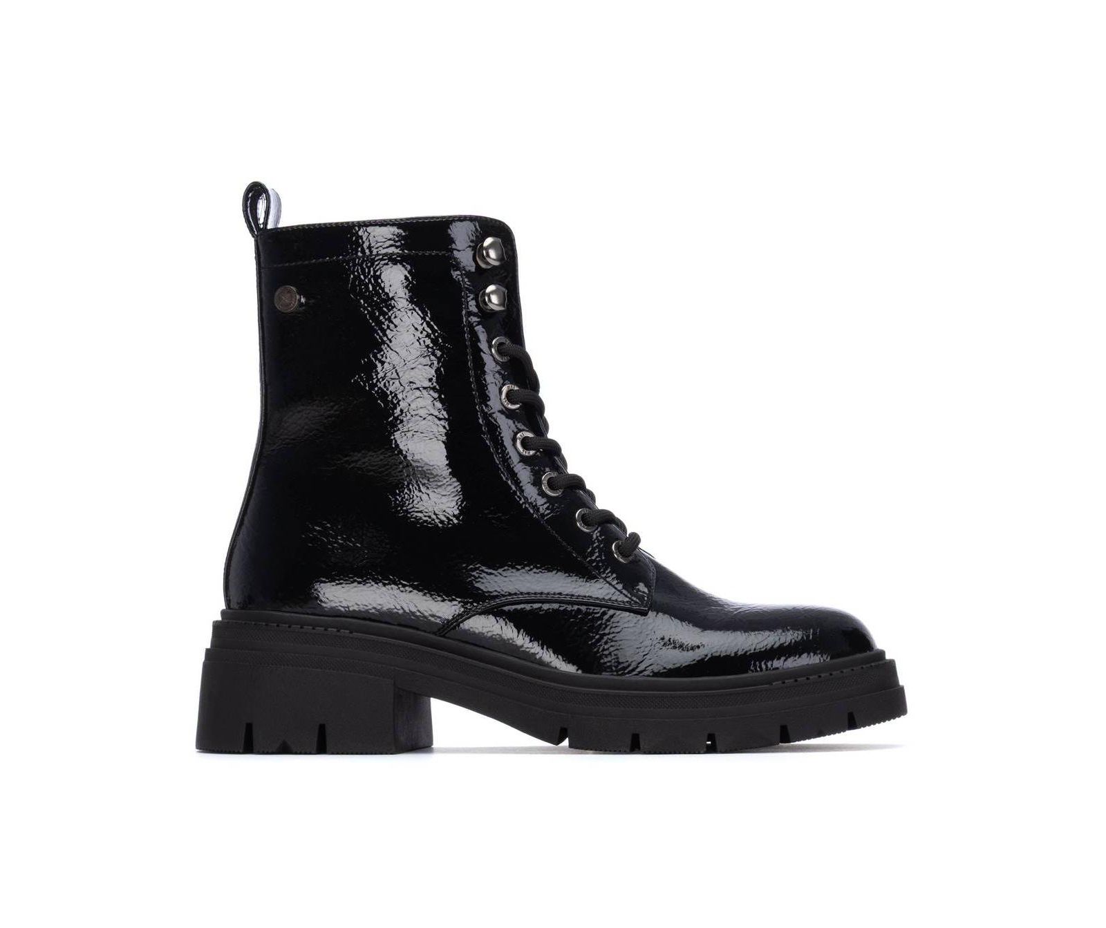 XTI Women's Patent Leather Combat Booties