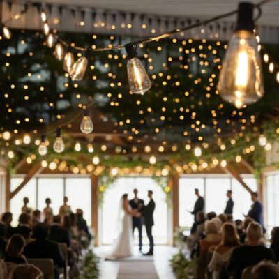 Yescom 200Ft Commercial LED Outdoor String Lights with 104 Shatterproof ST38 Vintage Edison Bulbs IP44 Waterproof Dimmable UL Listed for Wedding Event