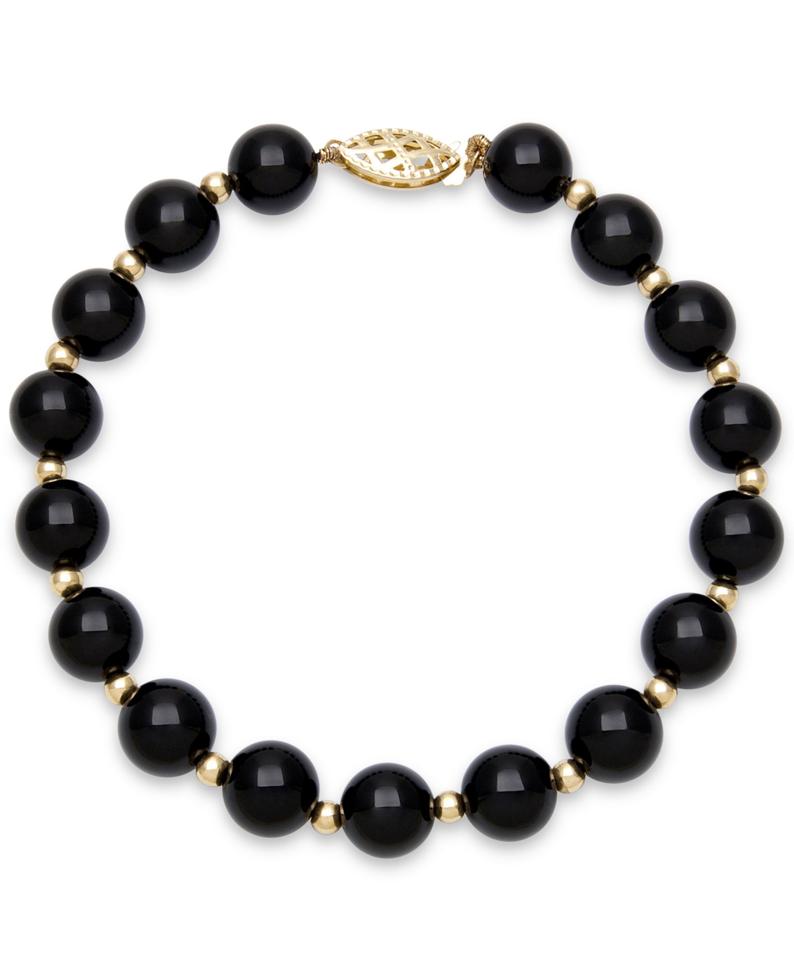 Браслет с бусинами Onyx (8mm) в 10k Gold