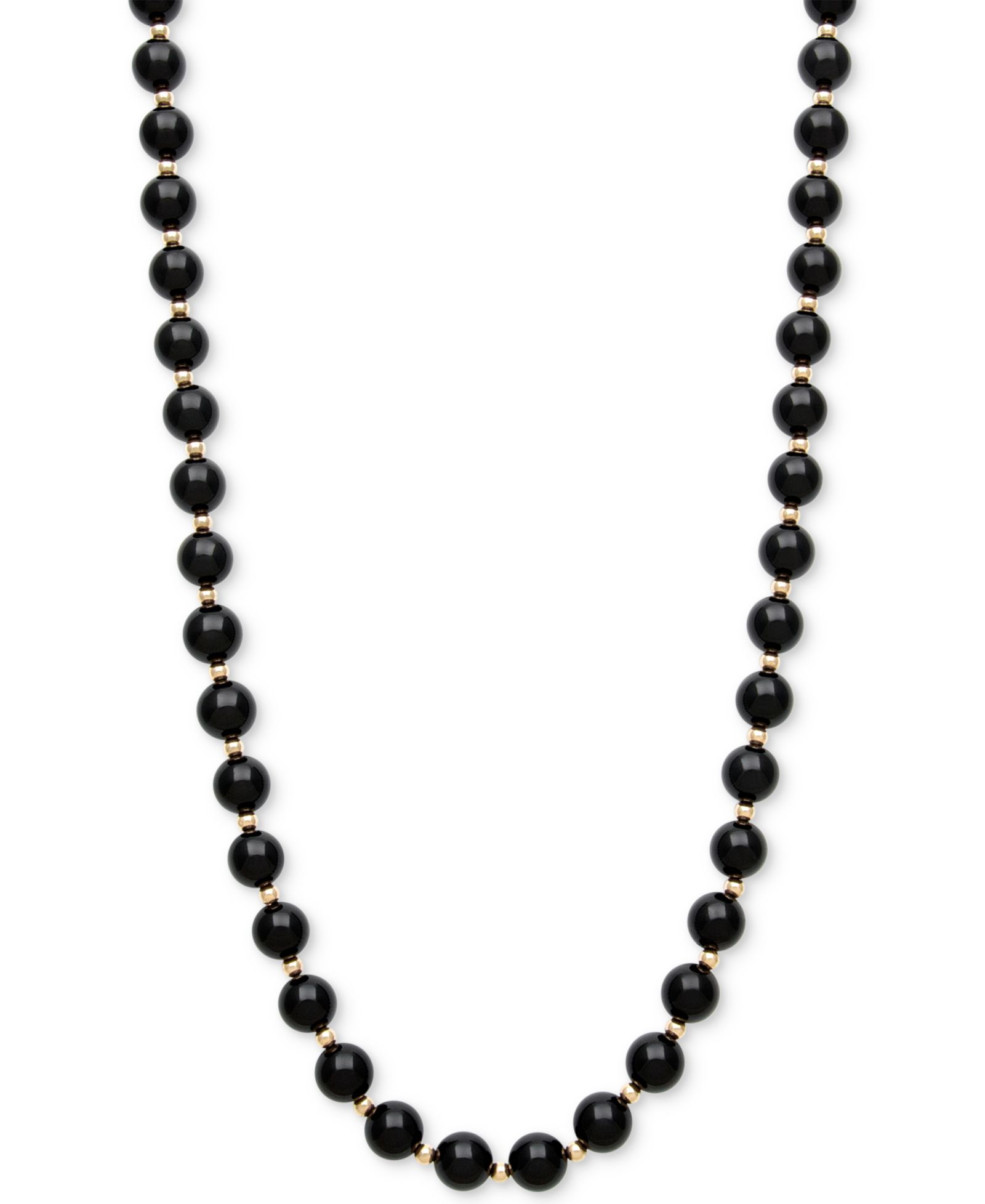 Ожерелье из черного оникса (8mm) в 10k Gold