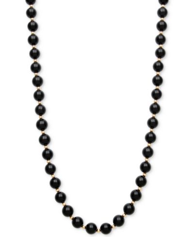 Ожерелье из черного оникса (8mm) в 10k Gold