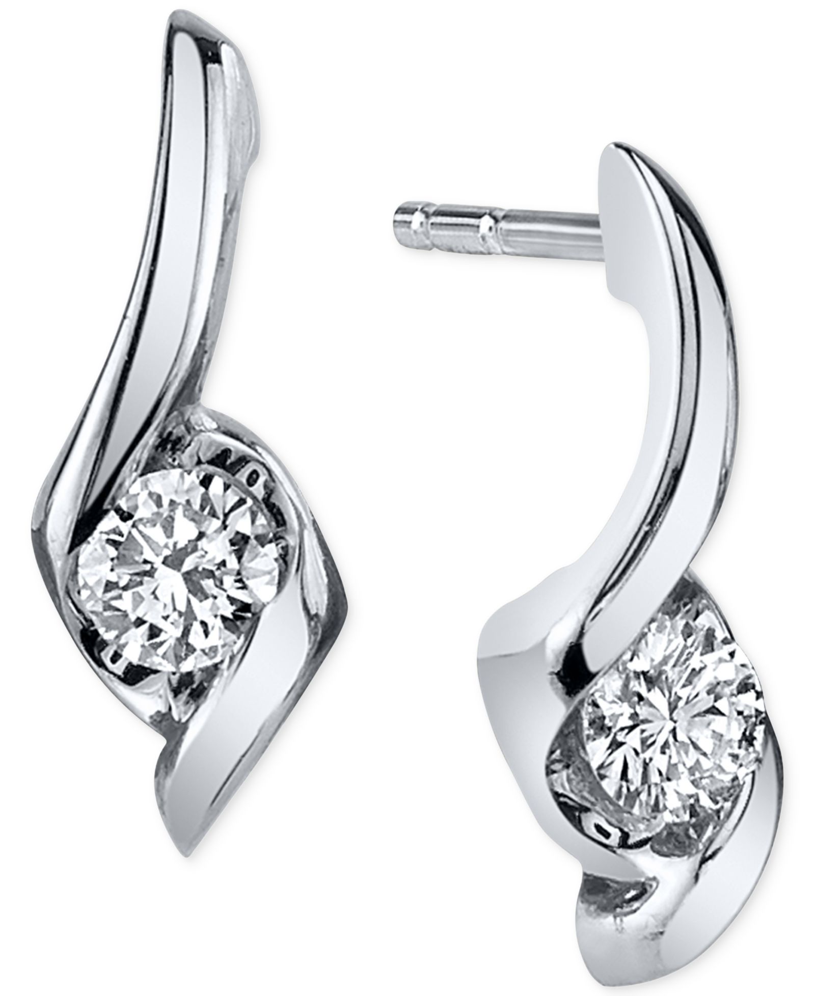 Sirena Серьги Diamond Twist Drop (1/5 ct. t.w.) 14k White Gold